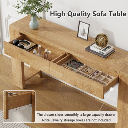 Furologee 60" Entryway Table, Farmhouse Console Table with Wooden 2 Drawer
Long Entry Table with Thick Tabletop, Sofa Table for Behind Couch, for Hallway/Entrance/Foyer/Living Room/Bedroom(Natural)