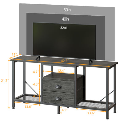 Furologee 43 Inch TV Stand with 2 Fabric Drawers