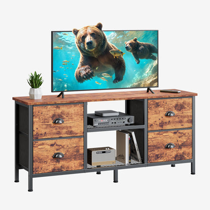 Furologee TV Stand with 4 Drawers, 43 Inch Entertainment Center with Open Shelves