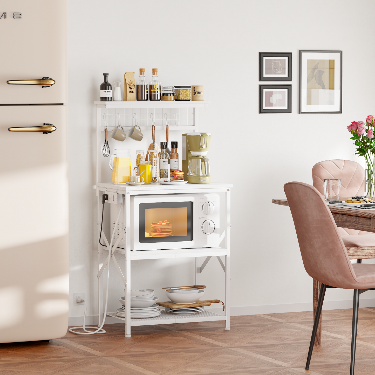 Furologee Kitchen Bakers Rack with Power Outlet