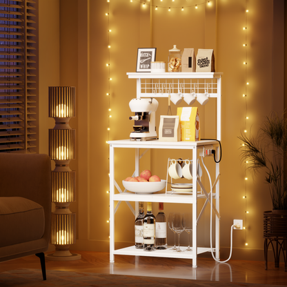 Furologee Kitchen Bakers Rack with Power Outlet