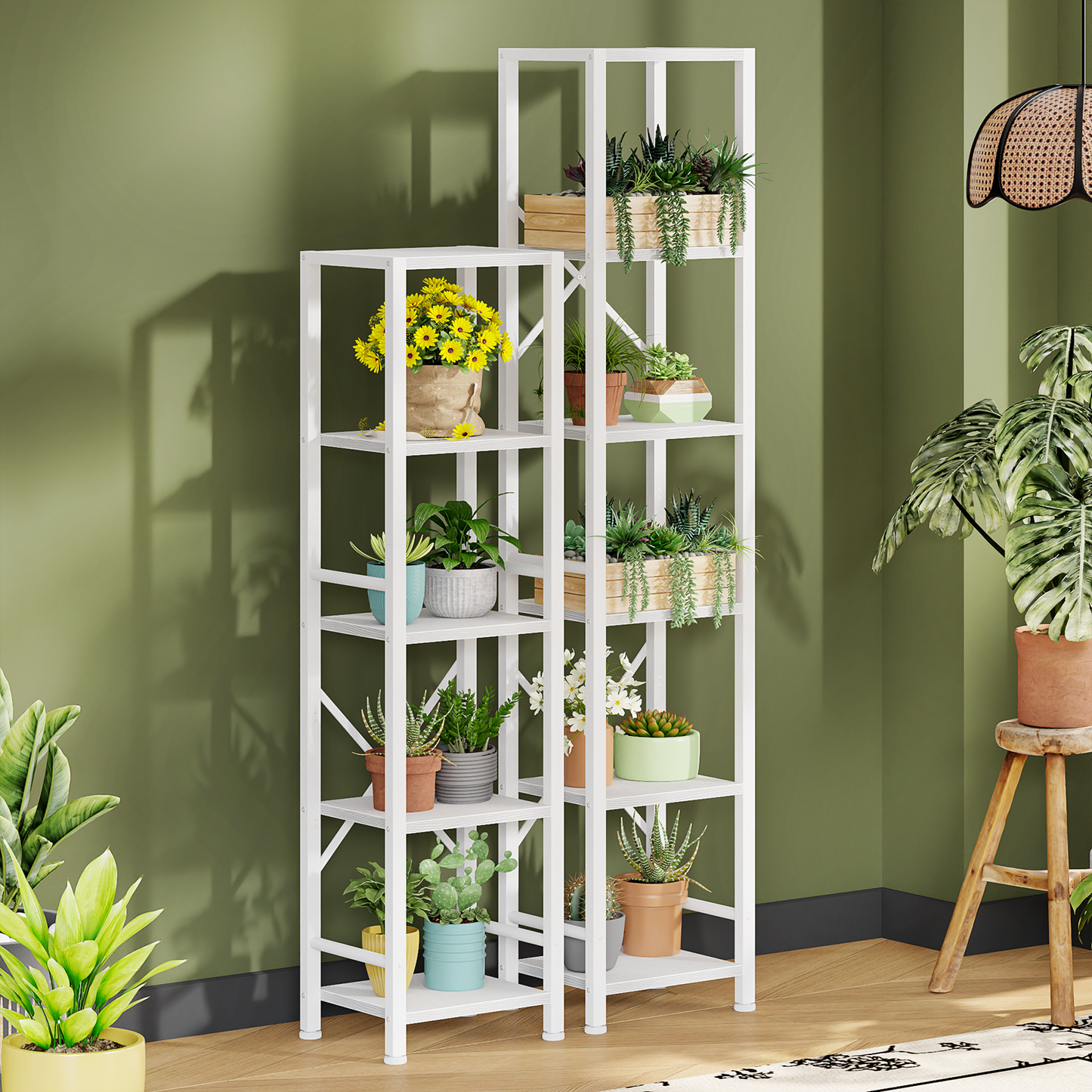 Furologee 5-Tier White Bookshelf – Tall Narrow Freestanding Shelf for Bedroom, Living Room, Office, Bathroom