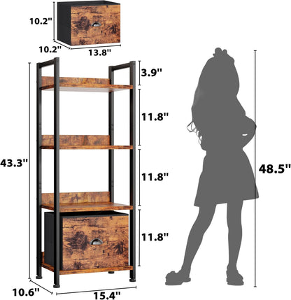 Furologee 4 Tier Bookshelf with Drawer