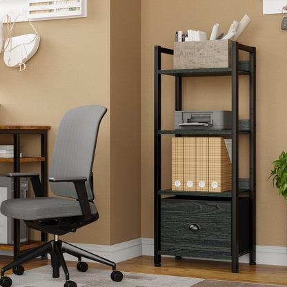 Furologee 4 Tier Bookshelf with Drawer