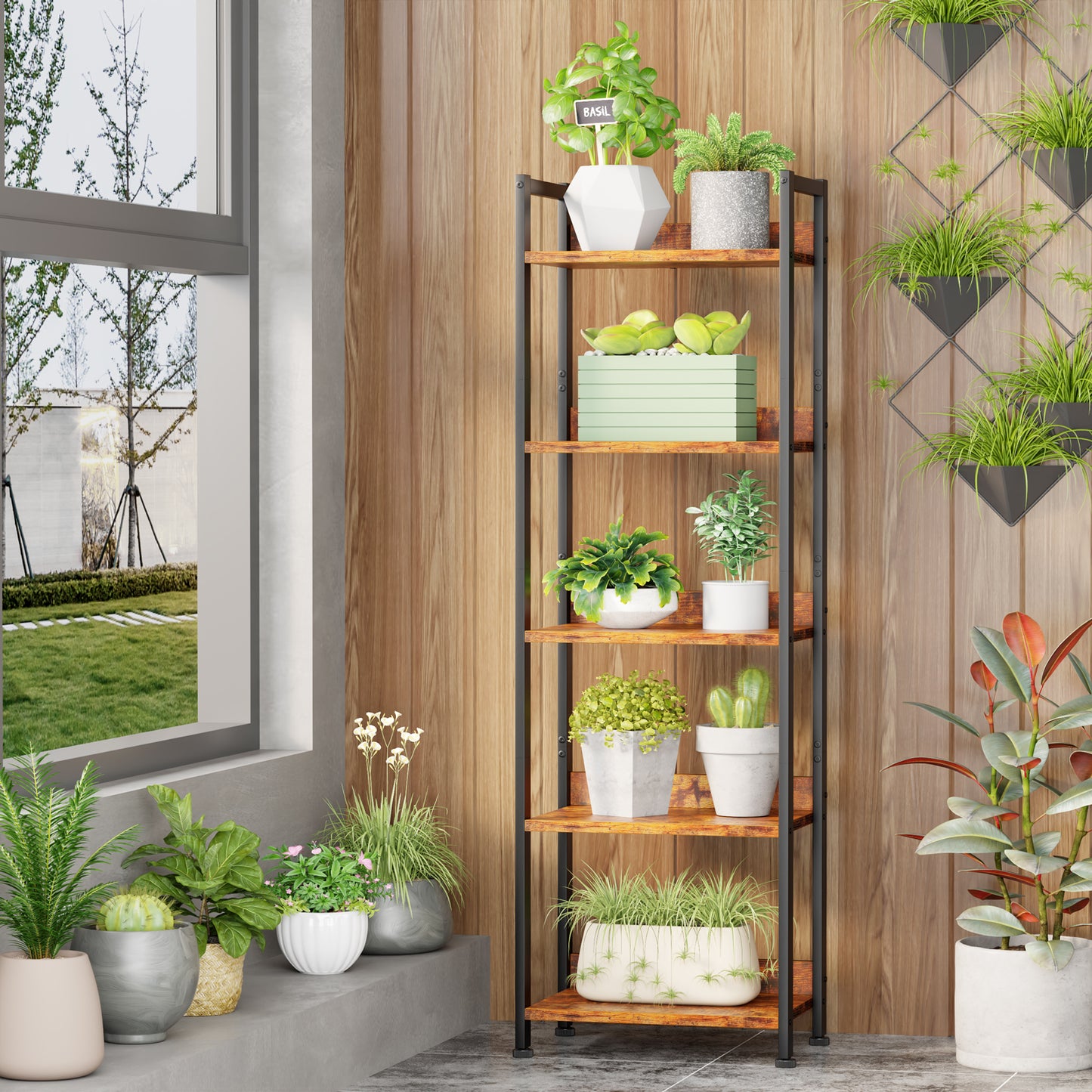 Furologee 5 Tier Bookshelf with Drawer