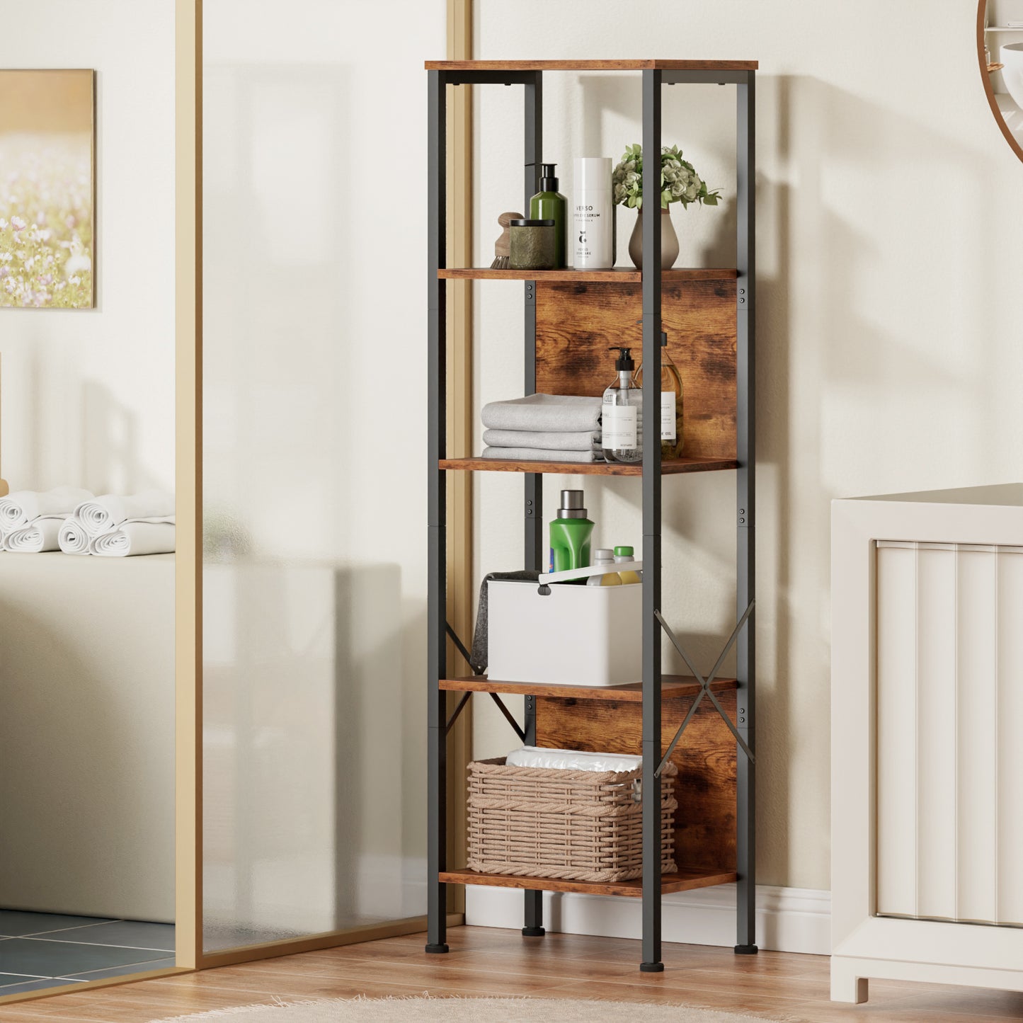 Furologee Bookshelf with Back