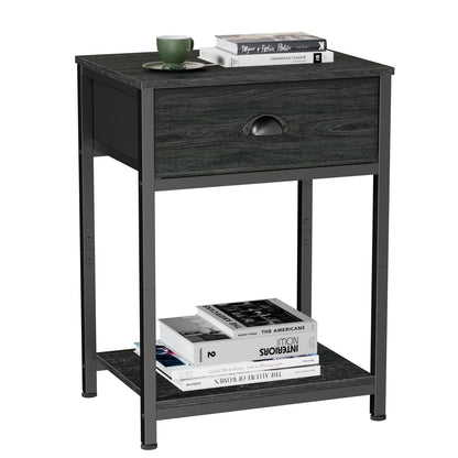 Furologee End Table with Storage Shelf and Fabric Drawer