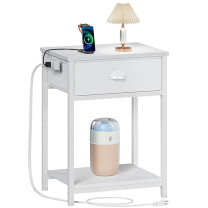 Furologee End Table with Storage Shelf and Fabric Drawer