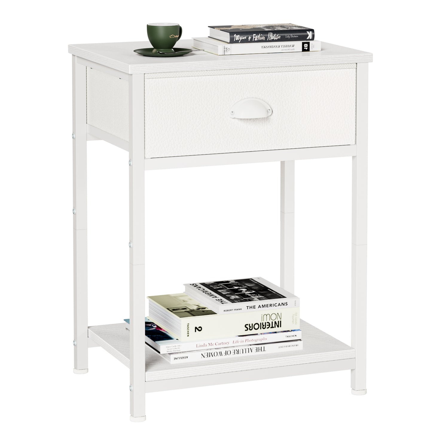 Furologee End Table with Storage Shelf and Fabric Drawer