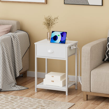 Furologee End Table with Storage Shelf and Fabric Drawer