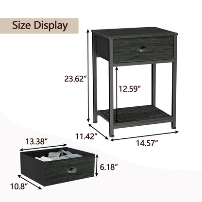 Furologee End Table with Storage Shelf and Fabric Drawer