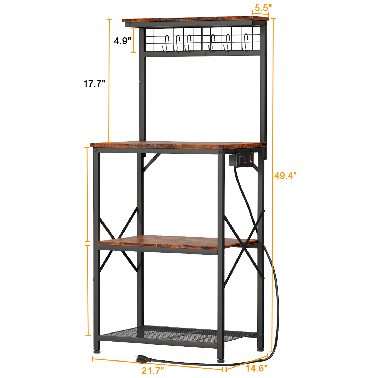 Furologee Kitchen Bakers Rack with Power Outlet