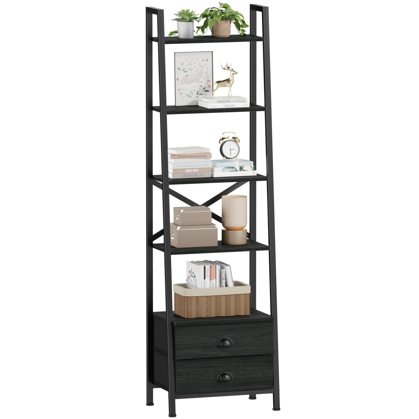 Furologee Ladder Shelf with 2 Drawers