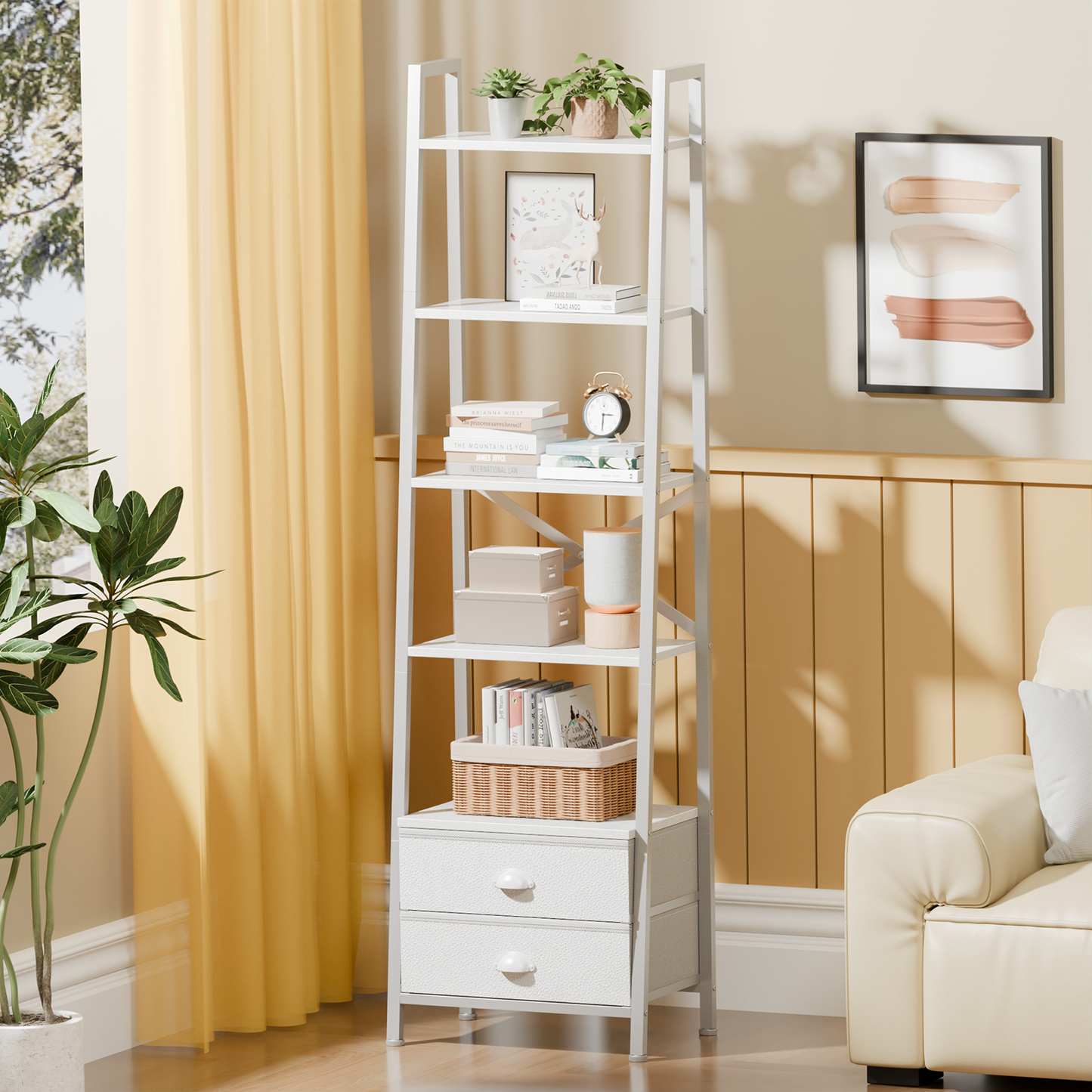 Furologee Ladder Shelf with 2 Drawers