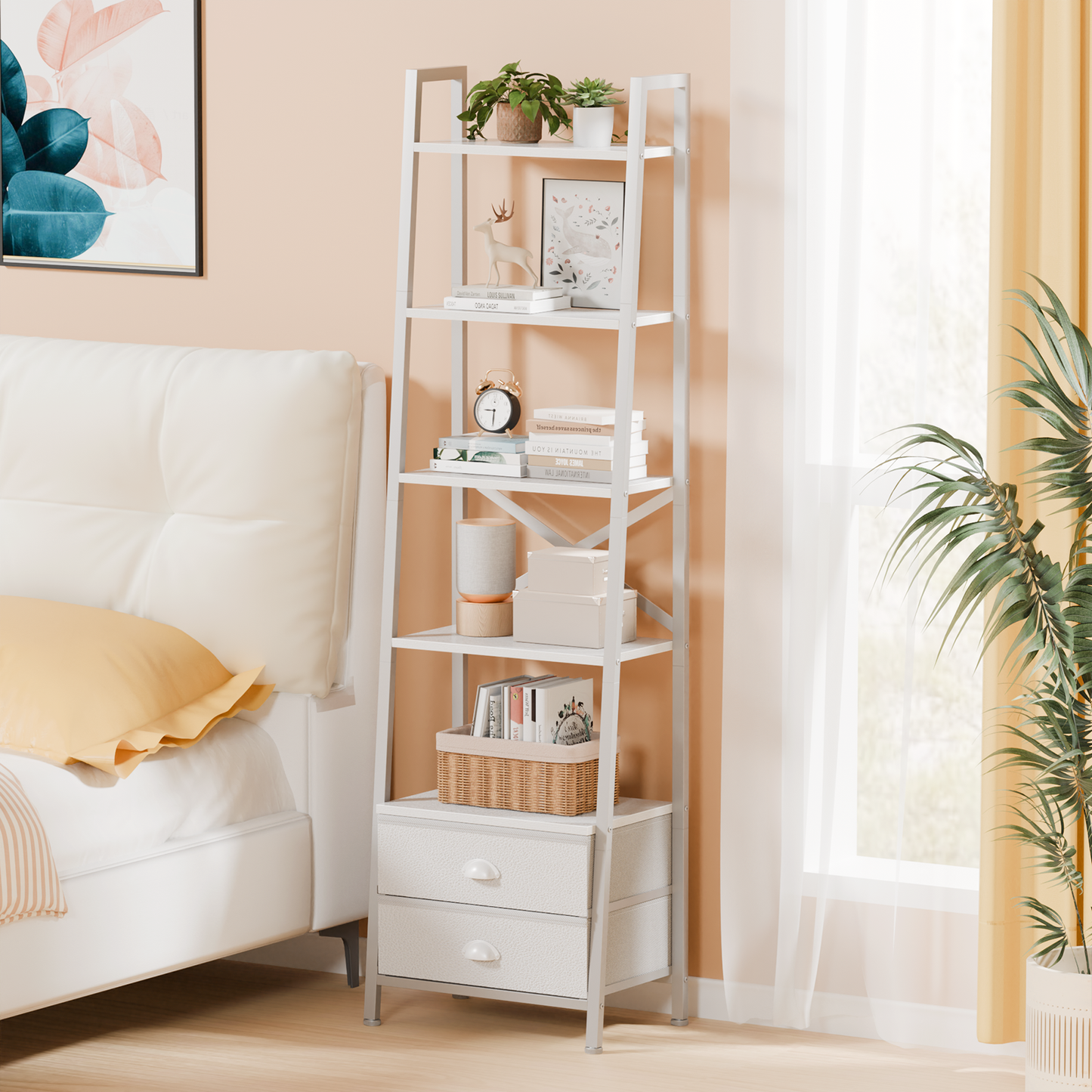 Furologee Ladder Shelf with 2 Drawers