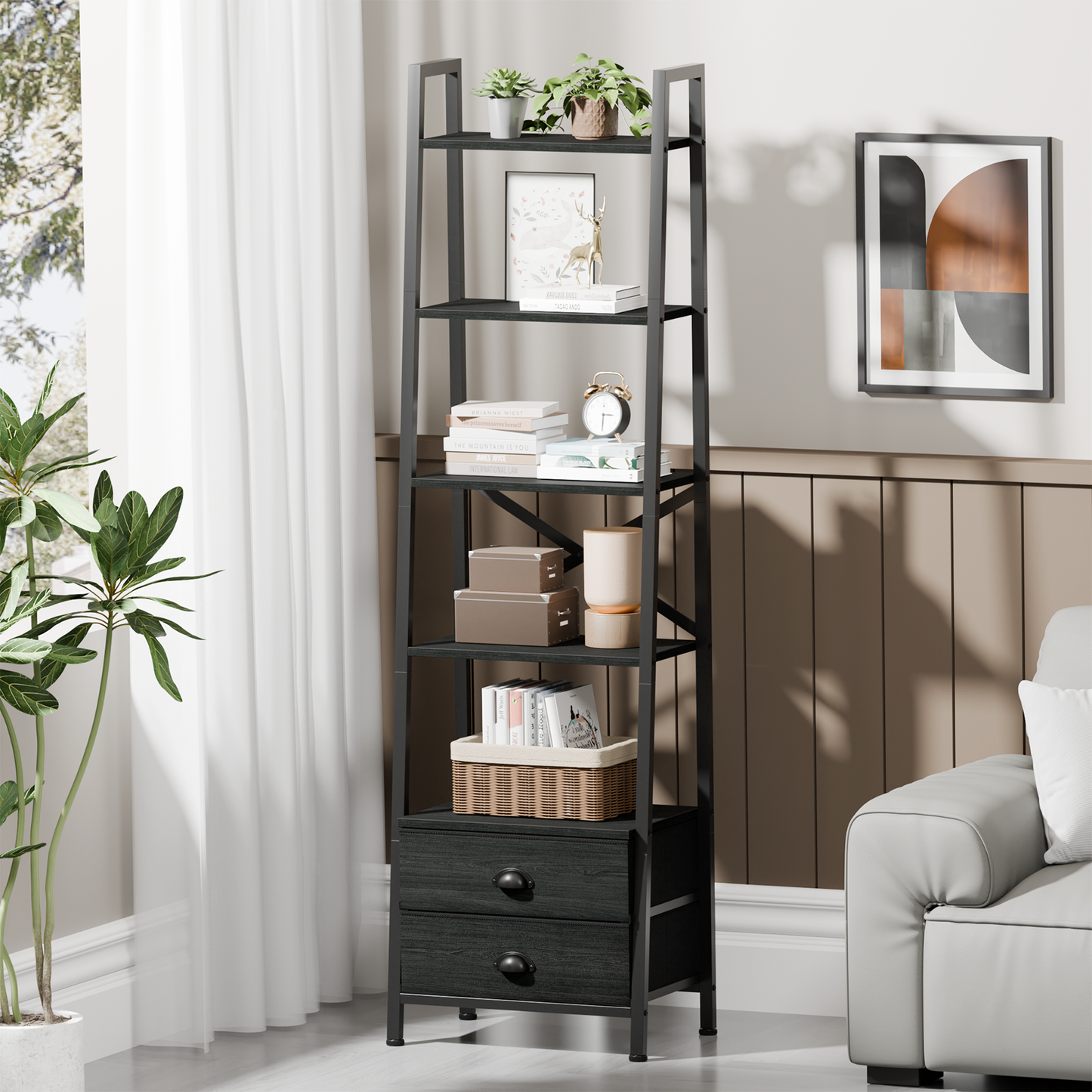 Furologee Ladder Shelf with 2 Drawers