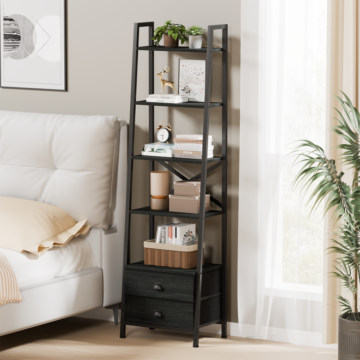 Furologee Ladder Shelf with 2 Drawers