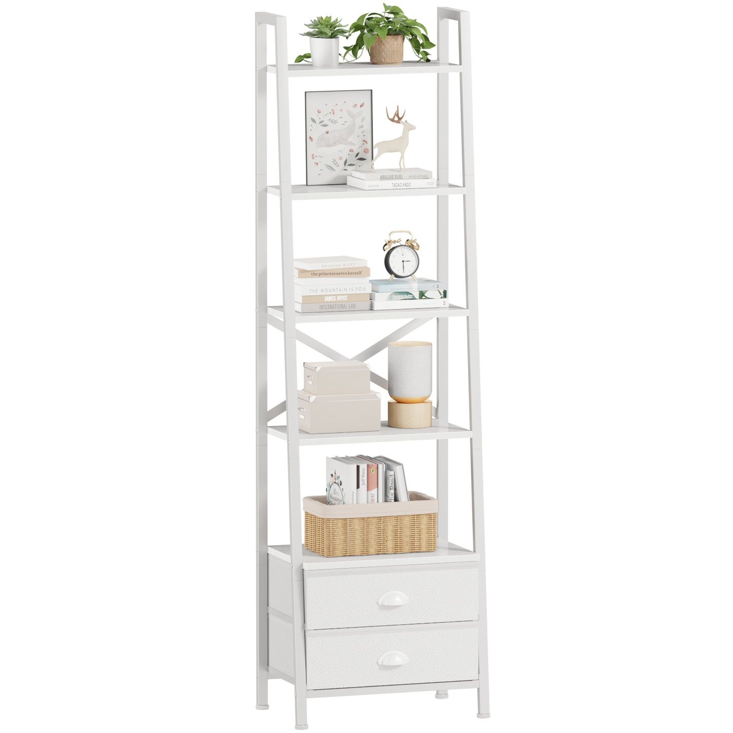 Furologee Ladder Shelf with 2 Drawers