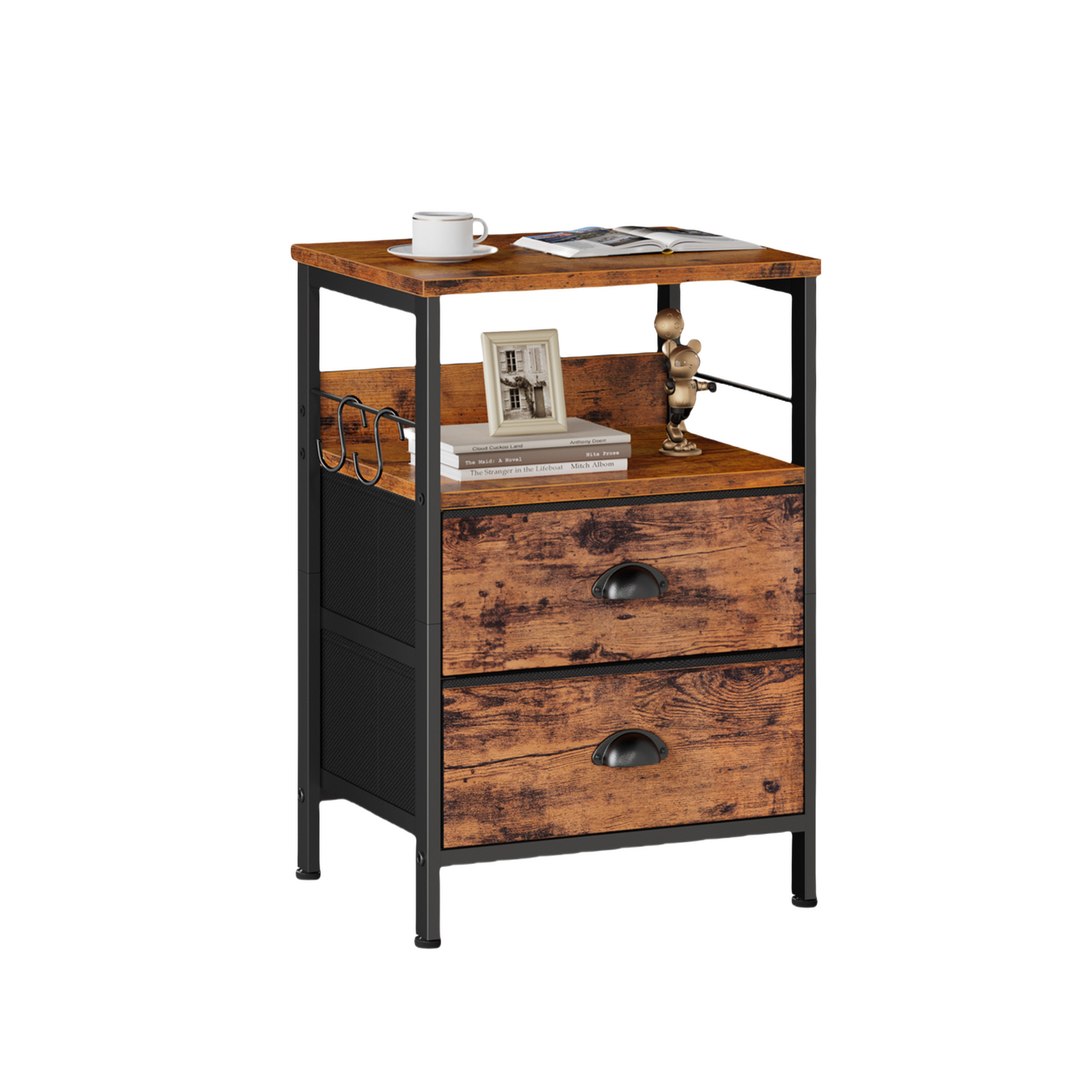 Furologee Nightstand with 2 Fabric Drawers