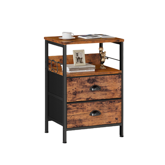 Furologee Nightstand with 2 Fabric Drawers
