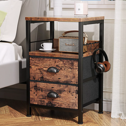 Furologee Nightstand with 2 Fabric Drawers