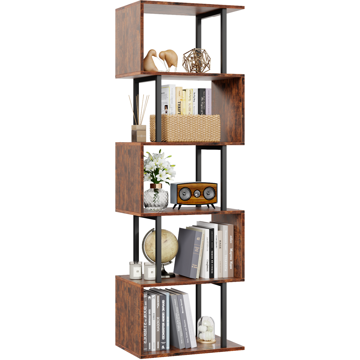 Furologee S-Shaped Geometric Bookcase