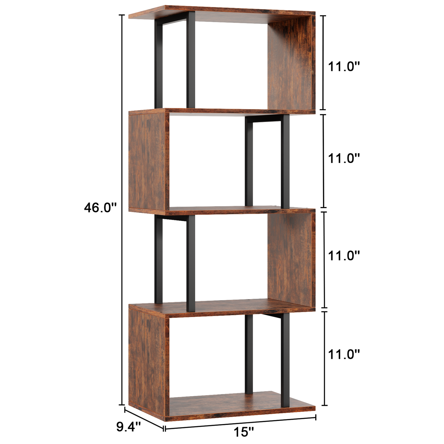 Furologee S-Shaped Geometric Bookcase