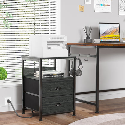 Furologee Set of 2 Nightstands, End Table with Charging Station