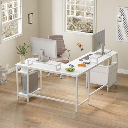 Furologee White 66” L Shaped Desk